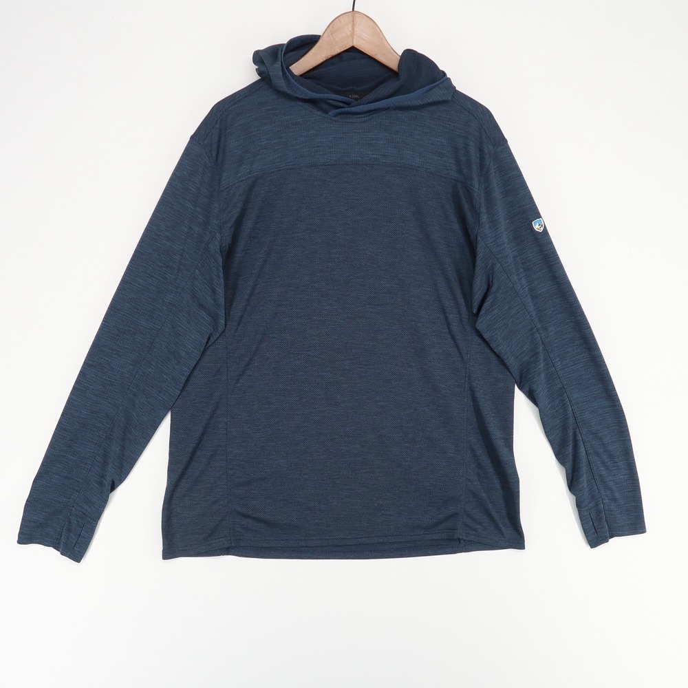 Kuhl Engineered Hoodie Mens XL Blue Lightweight Thumb Holes Hiking Outdoors